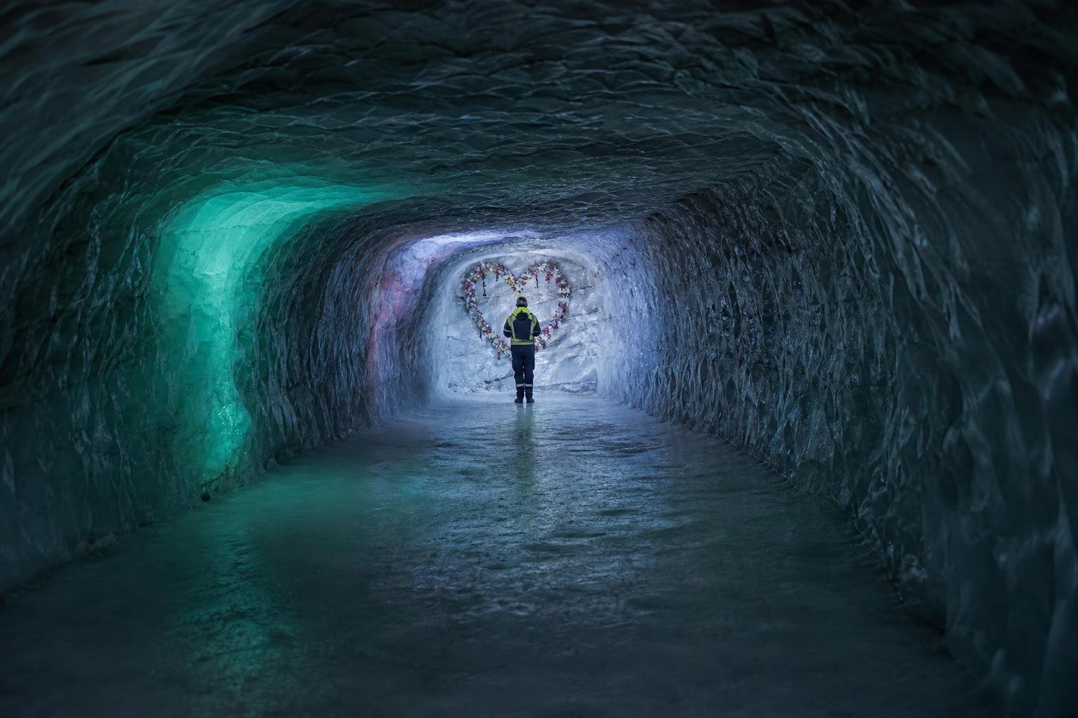 A repurposed tourist tunnel inside a shrinking glacier hosts a $600-a-head night rave.