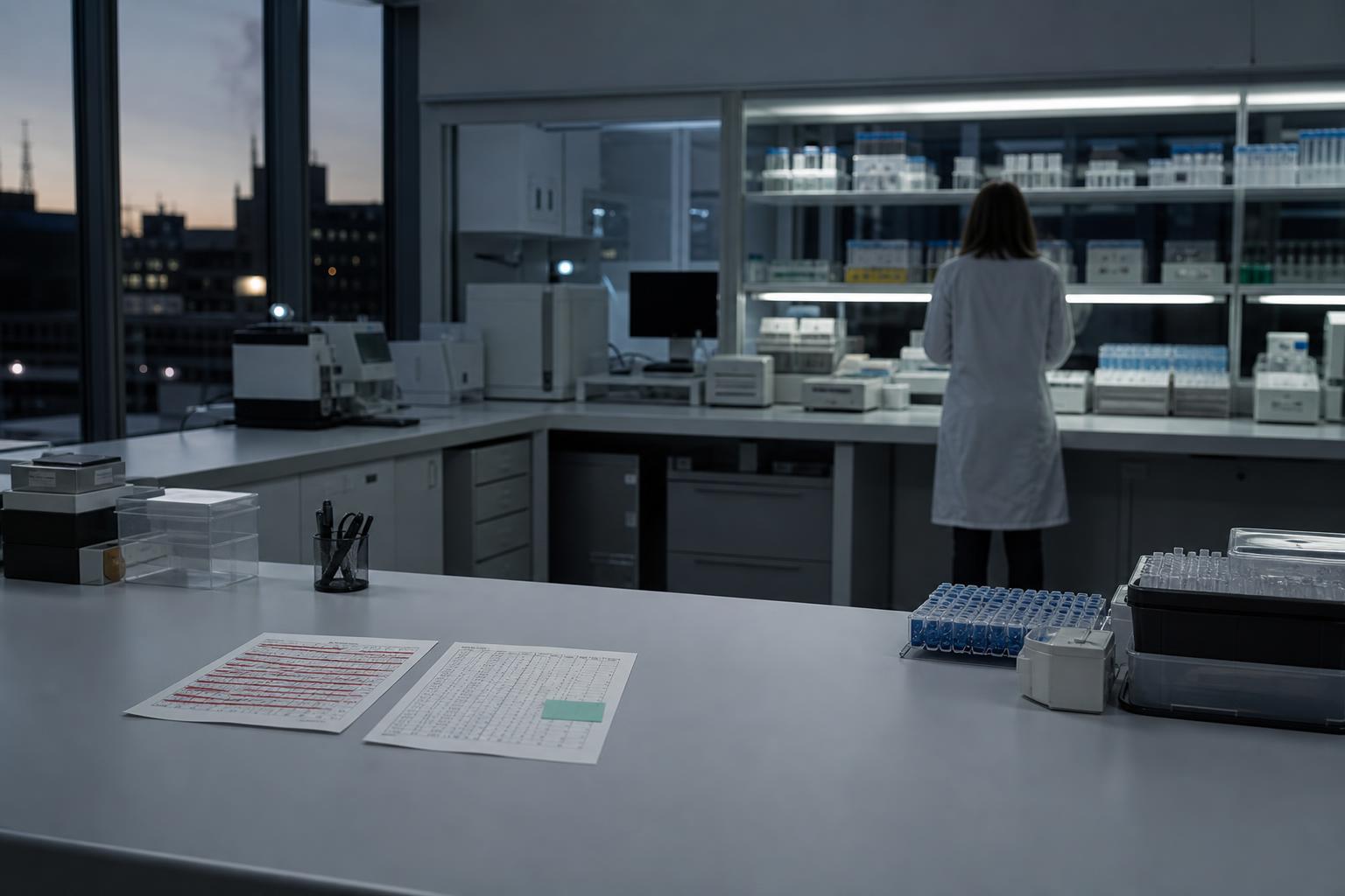 A researcher's bench holds the gene lists winnowed from 515 candidates to 89.