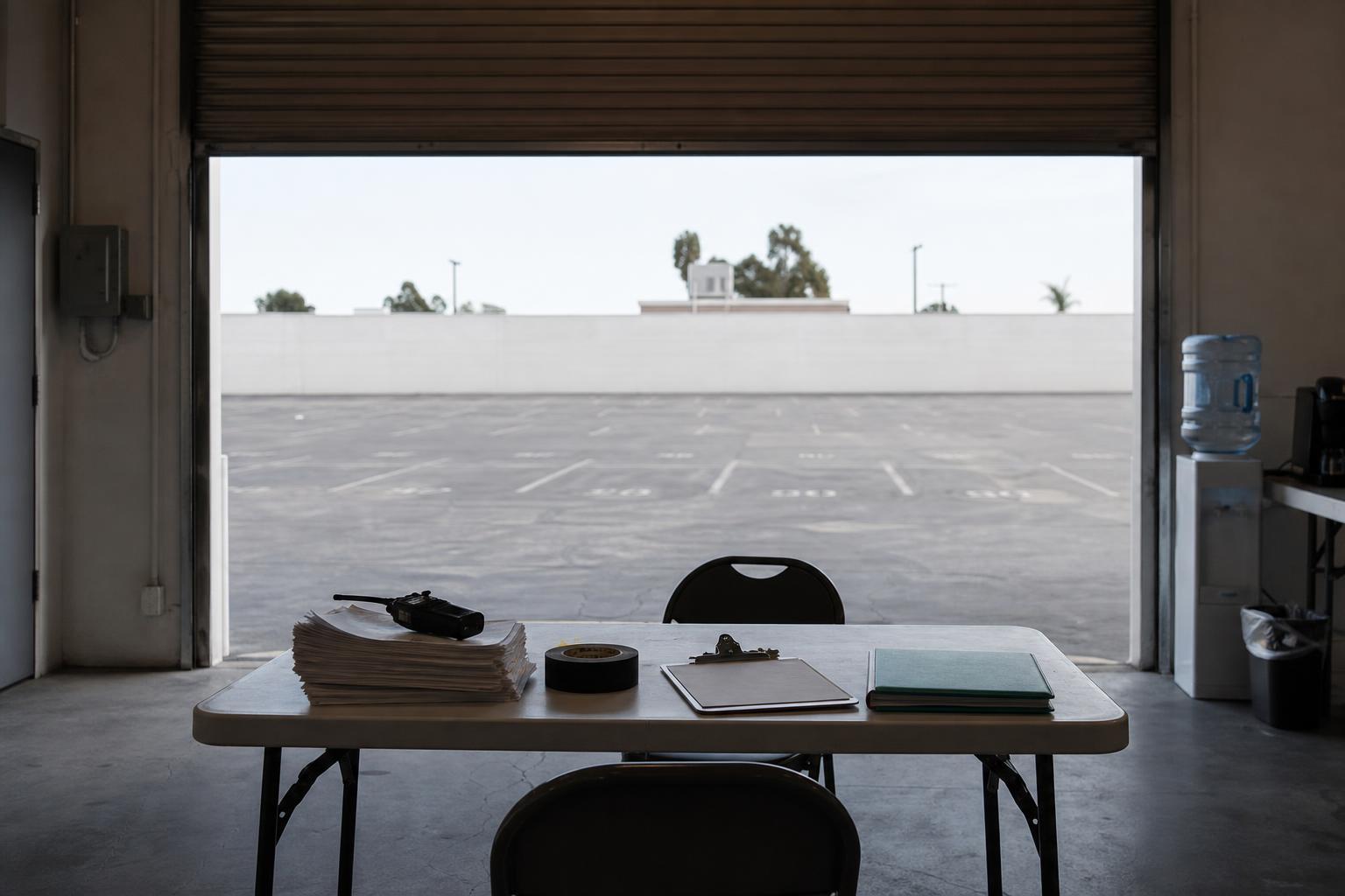 An abandoned production office reflects the shutdown of a Los Angeles company amid an industry-wide contraction.