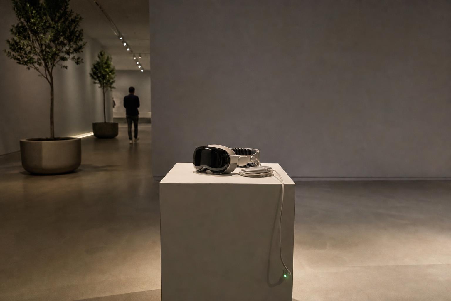 An Apple Vision Pro headset sits unused as its gaming team is dissolved.