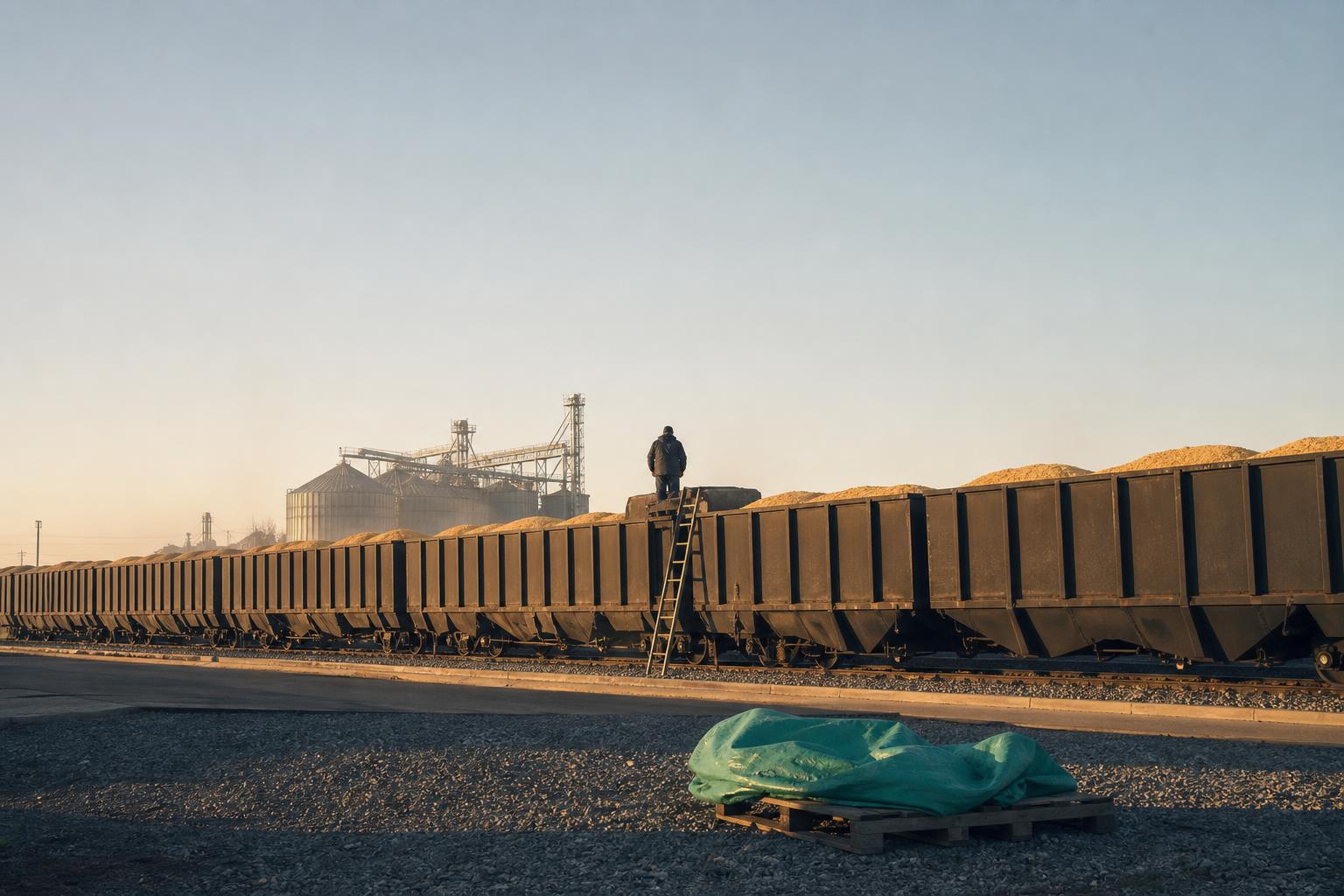 Maize loaded onto rail cars in Heilongjiang for shipment south.