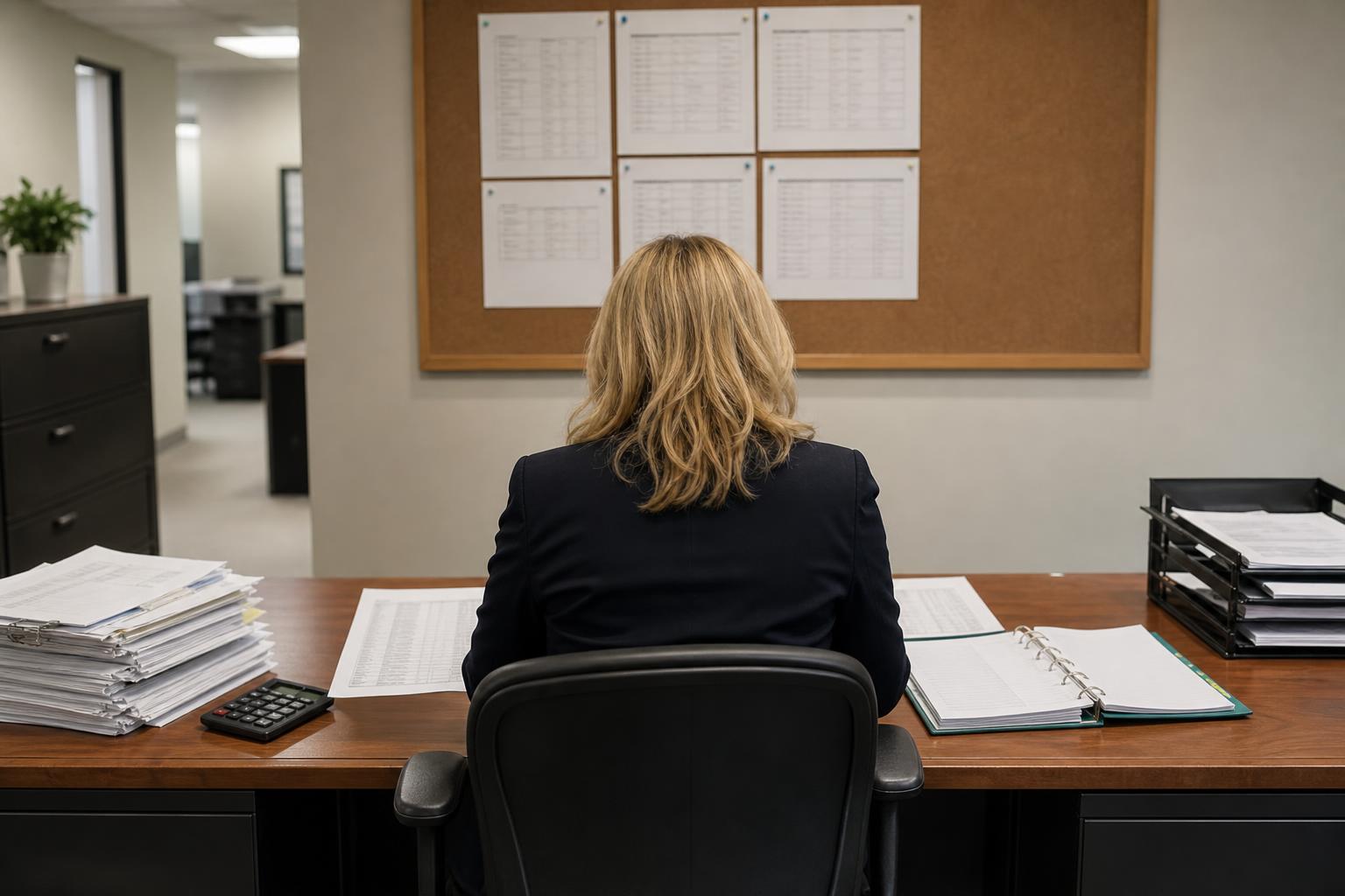 A hotel manager reviews staffing costs that AI tools are meant to reduce.