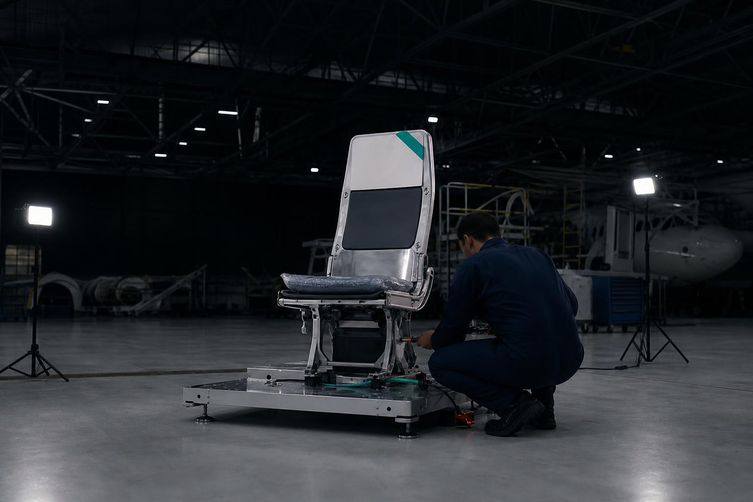 A BlueFirst seat undergoes fitting checks ahead of JetBlue's fleetwide retrofit.