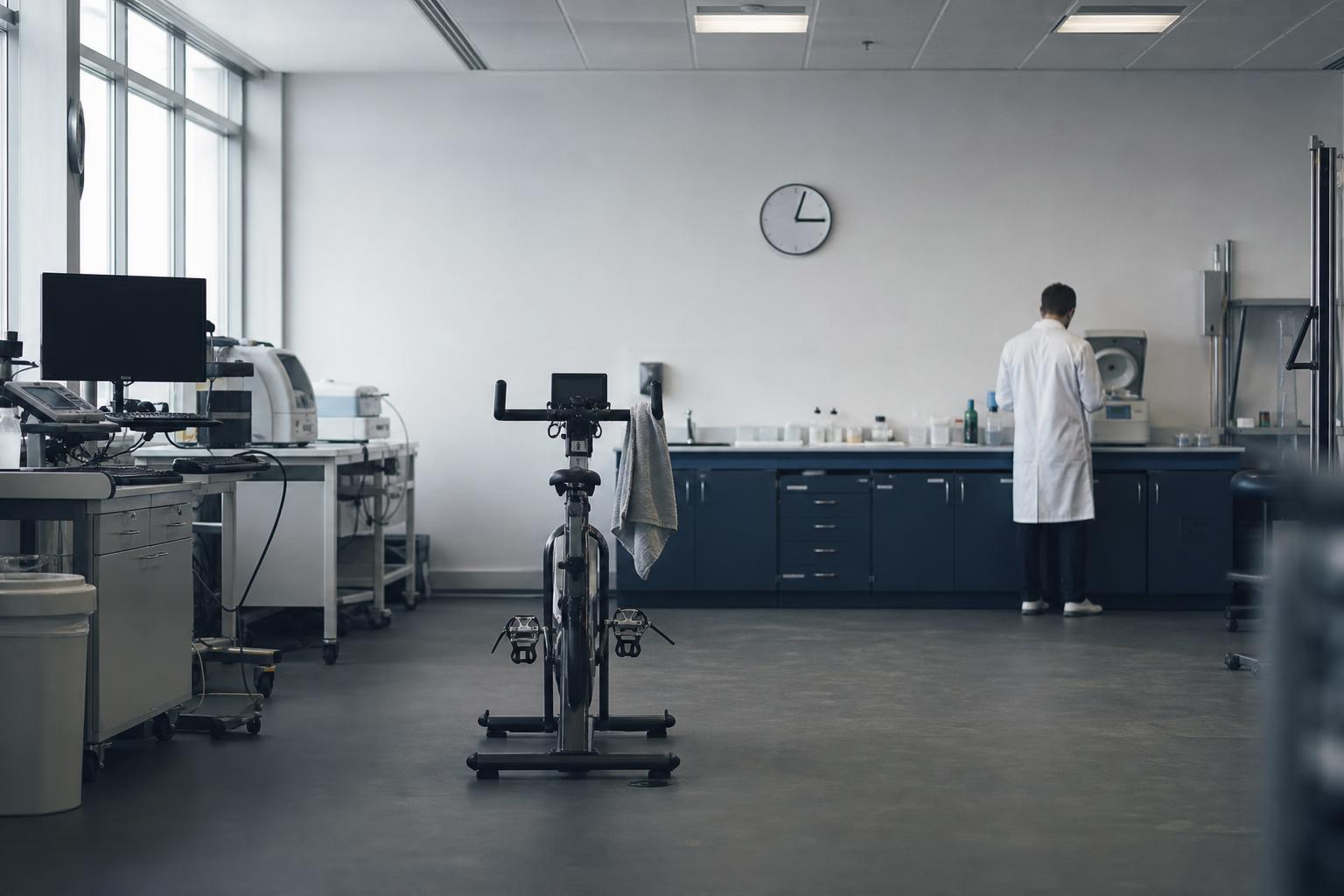 A stationary bike and blood samples reflect a study comparing sprint and moderate exercise.