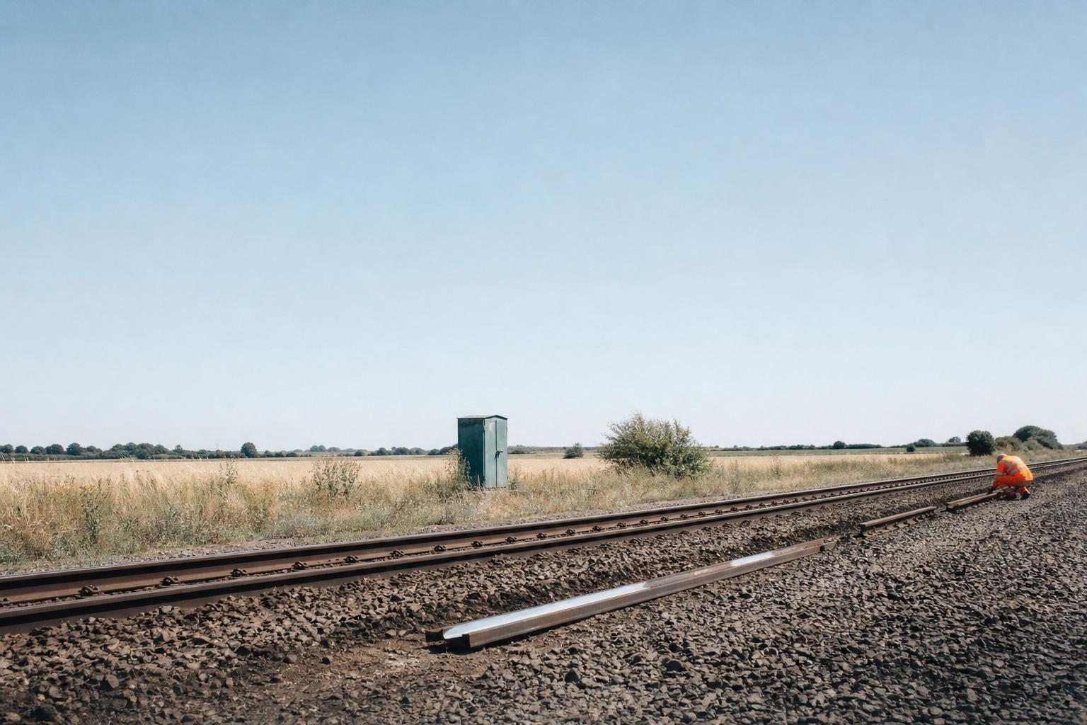 Track exposed for inspection after heat forced speed restrictions on the line.