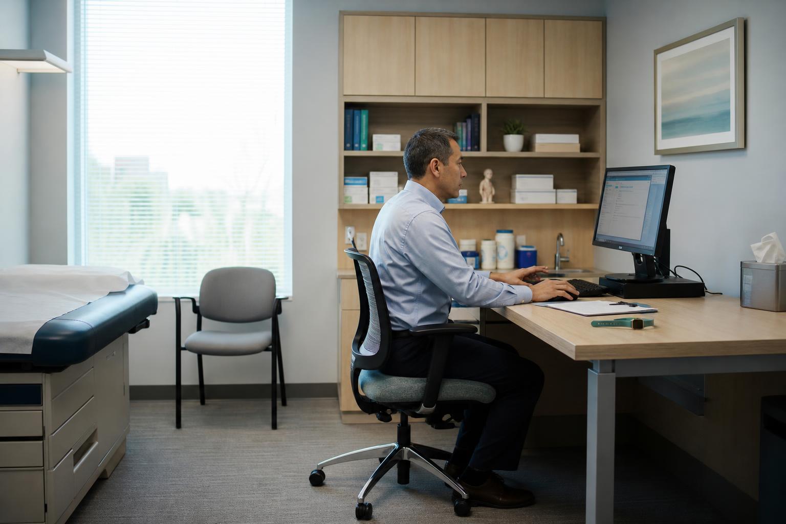 A doctor's office computer, not the patient, now holds the wearable data.